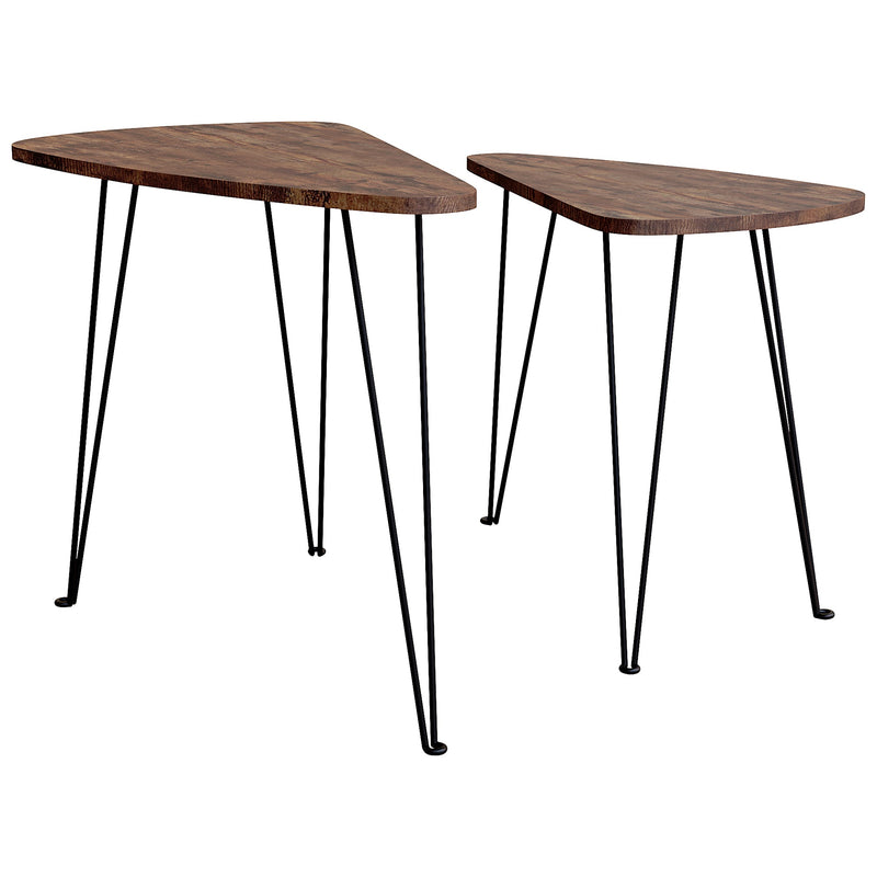 Vida Designs Brooklyn Nest of 2 Oval Tables - Dark Wood