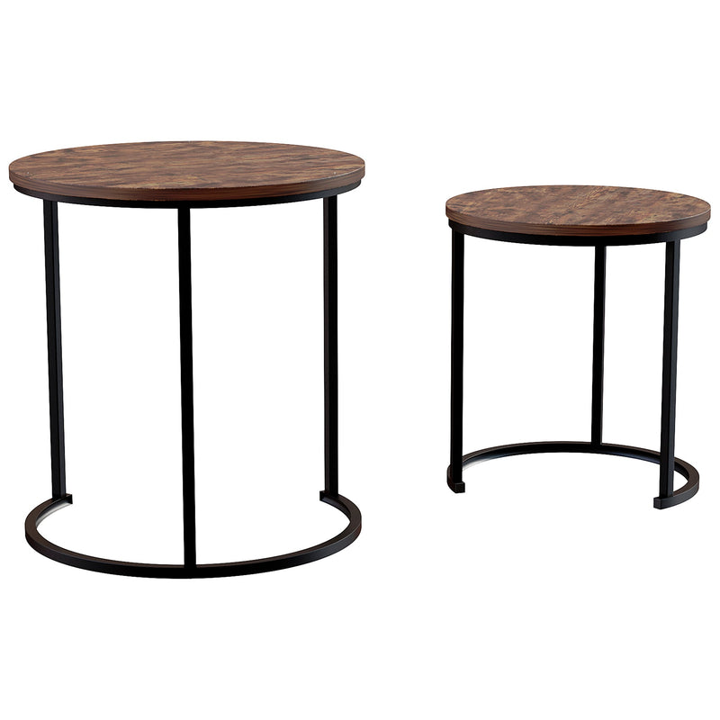 Vida Designs Brooklyn Nest of 2 Round Tables - Dark Wood