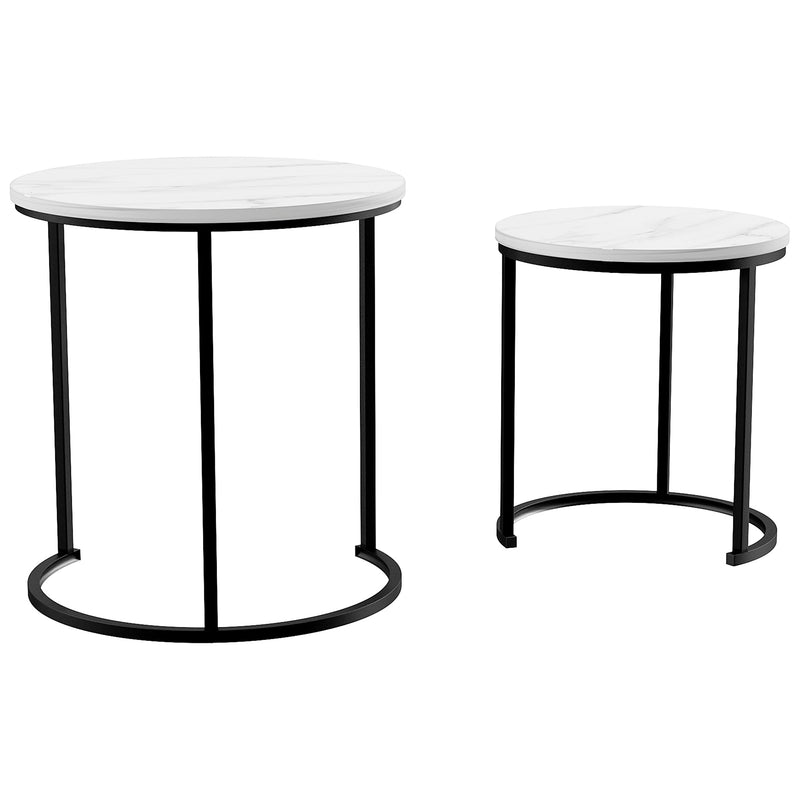 Vida Designs Brooklyn Nest of 2 Round Tables - Marble