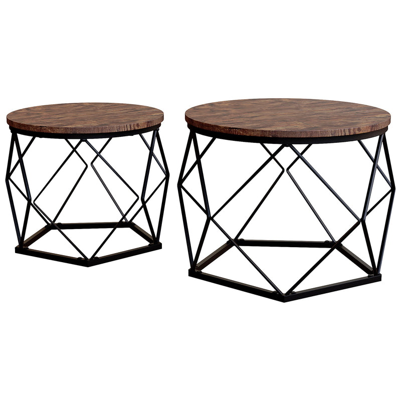 Vida Designs Brooklyn Nest of 2 Geometric Tables - Dark Wood