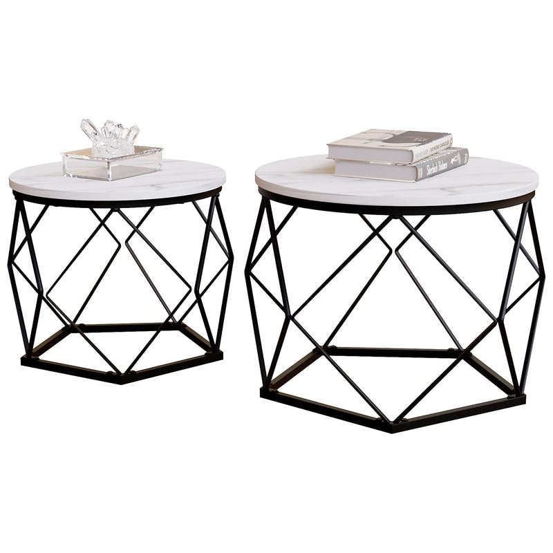 Vida Designs Brooklyn Nest of 2 Geometric Tables - Marble