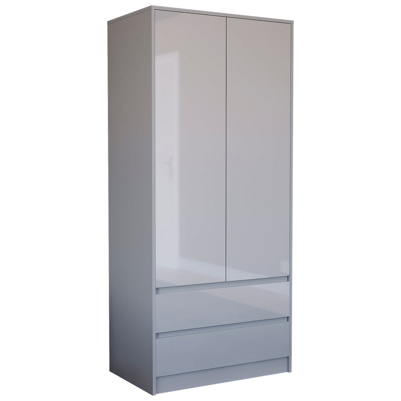 Vida Designs Glinton 2 Door Wardrobe With Drawers - Grey - FSC