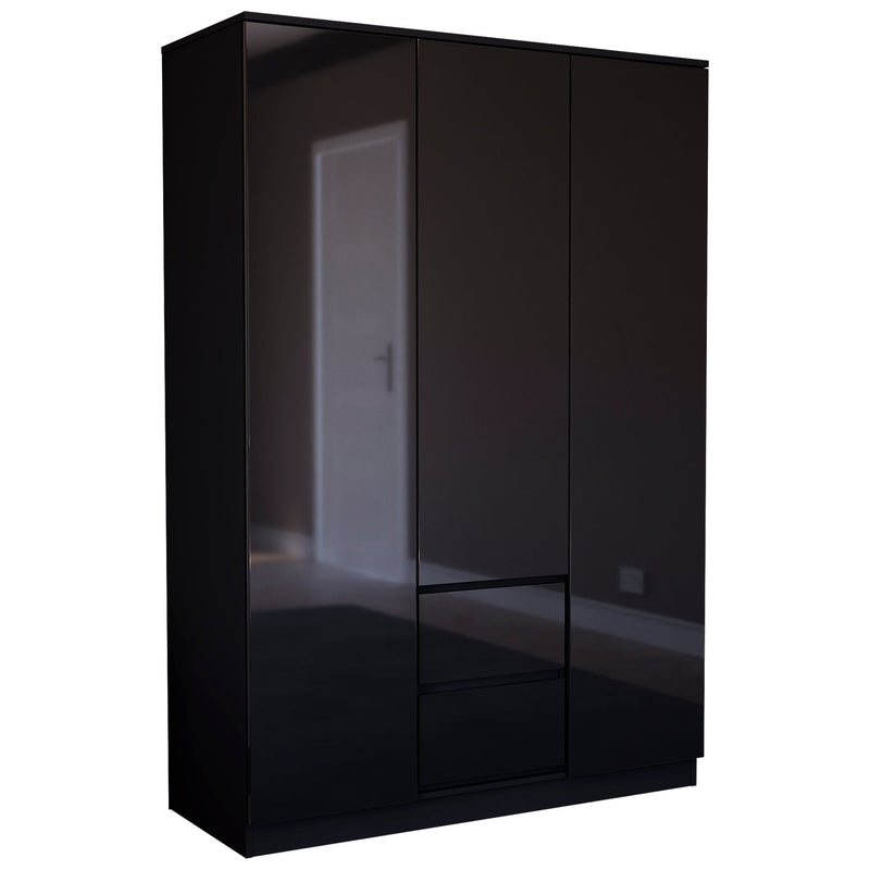 Vida Designs Glinton 3 Door Wardrobe With Drawers - Black - FSC