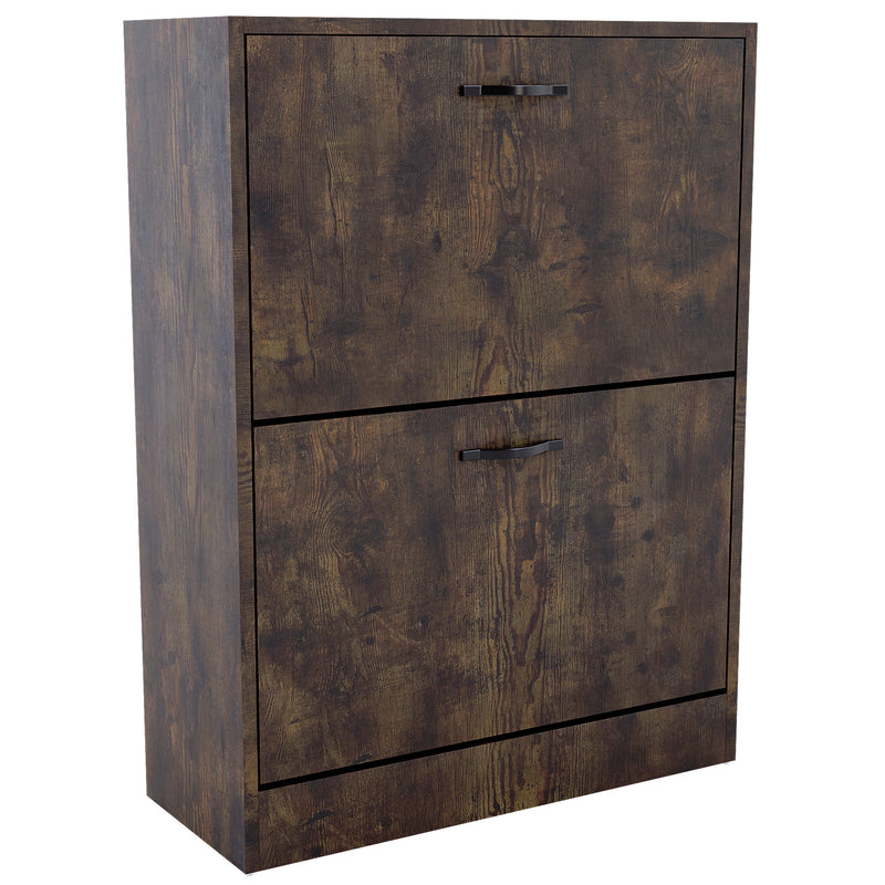 Vida Designs 2 Drawer Shoe Cabinet - Dark Wood