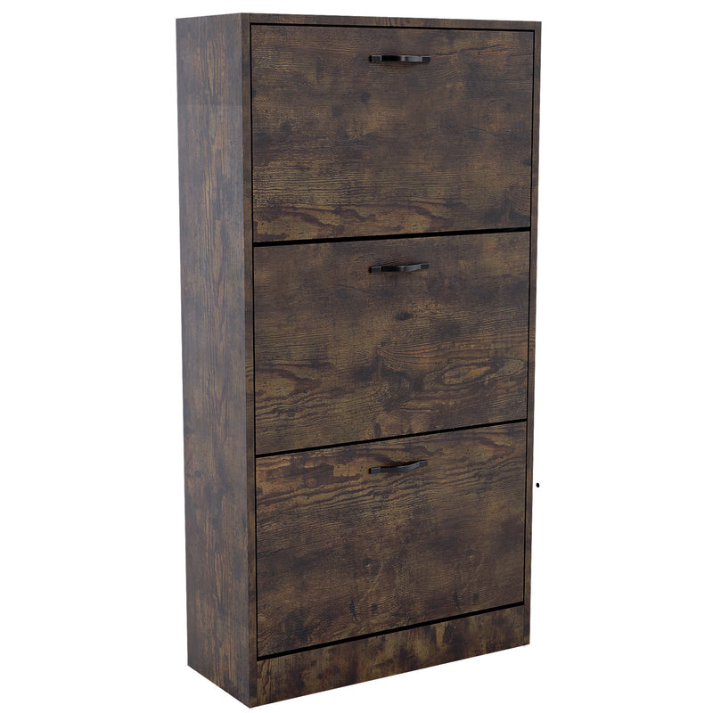 Vida Designs 3 Drawer Shoe Cabinet - Dark Wood