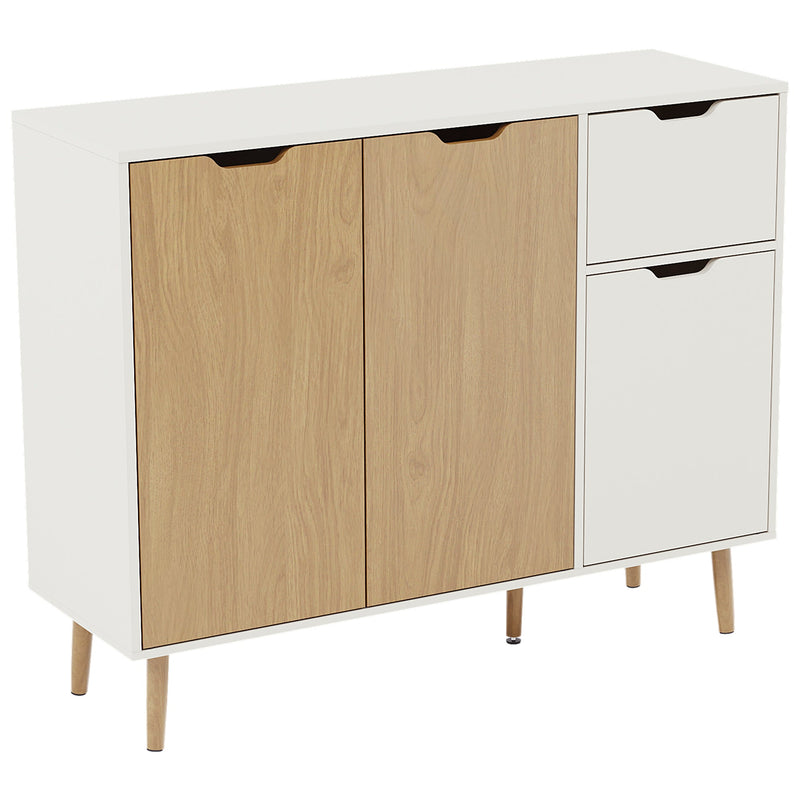 Vida Designs 3 Door 1 Drawer Sideboard - Oak & White