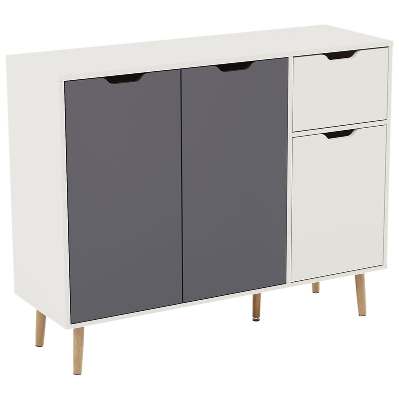 Vida Designs 3 Door 1 Drawer Sideboard - Grey & White