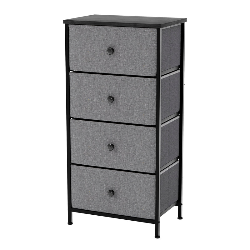 Vida Designs Chorley 4 Drawer Fabric Drawer Chest - Grey & Black