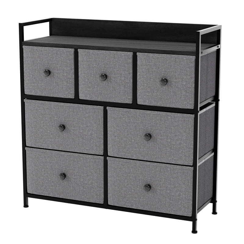 Vida Designs Chorley 7 Drawer Fabric Drawer Chest - Grey & Black