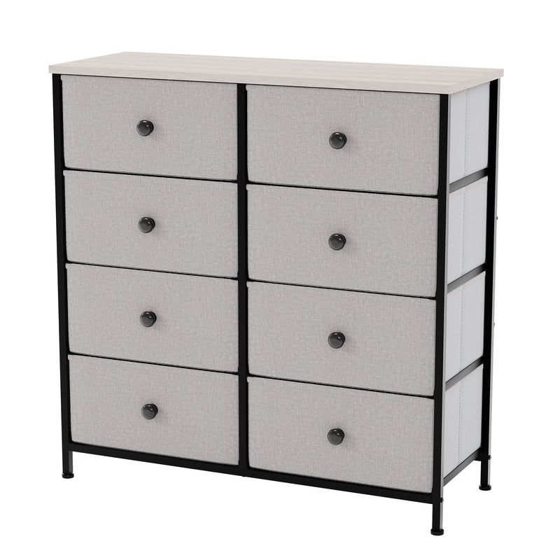 Vida Designs Chorley 8 Drawer Fabric Drawer Chest - Beige & Grey Wood