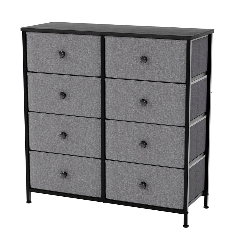 Vida Designs Chorley 8 Drawer Fabric Drawer Chest - Grey & Black