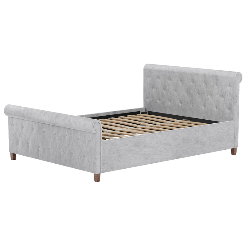 Vida Designs Vittorio Double Bed - Crushed Velvet Silver