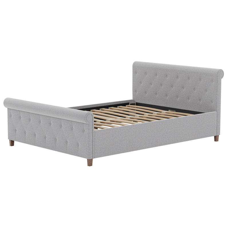 Vida Designs Vittorio Double Bed - Light Grey Linen