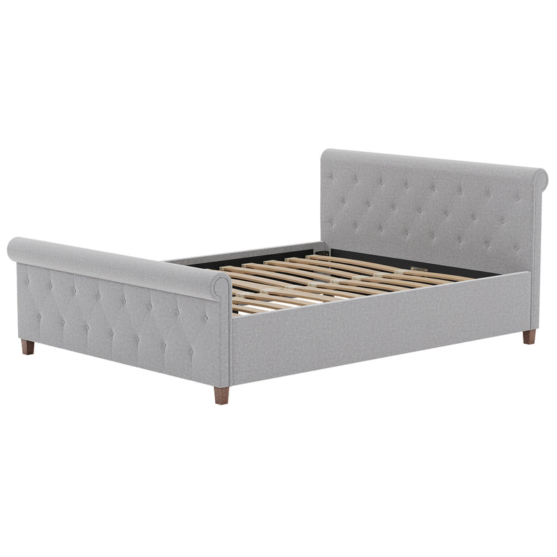 Vida Designs Vittorio King Size Bed - Light Grey Linen