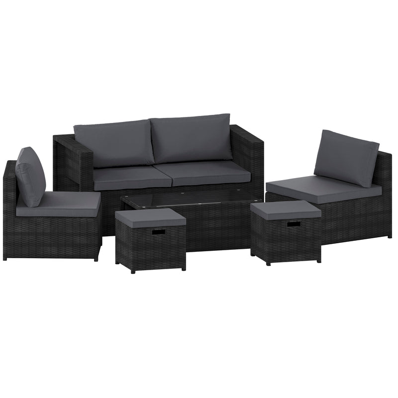 Garden Vida Islay 6 Seater Rattan Set - Black