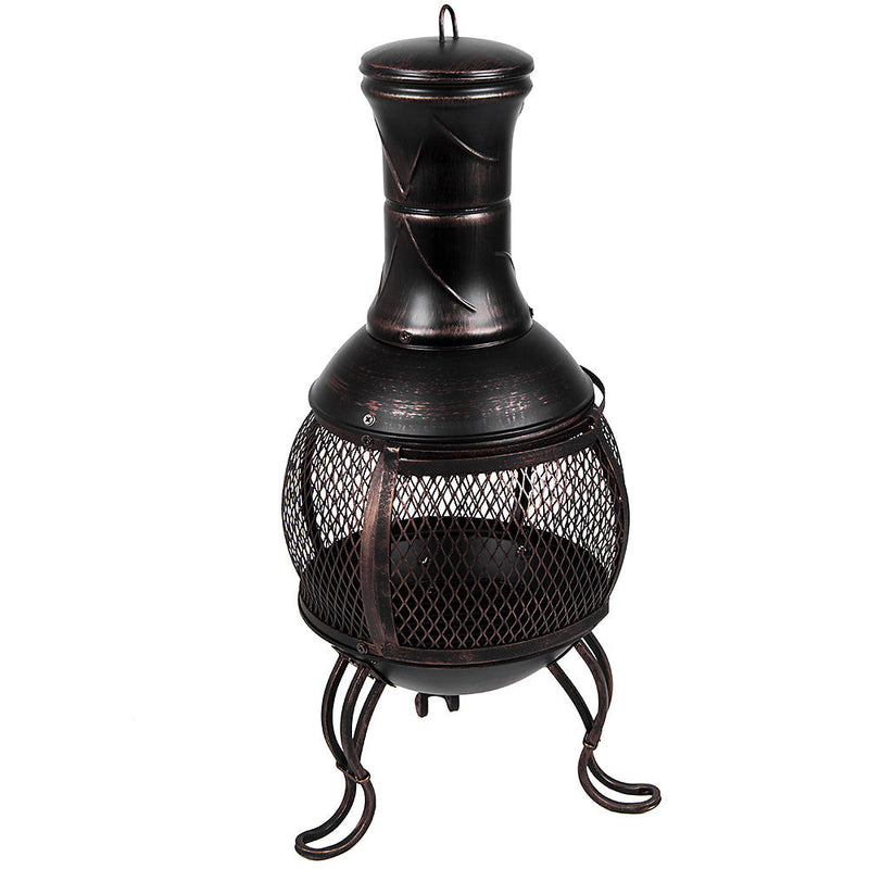 Fire Vida Black and Gold Steel Chimnea