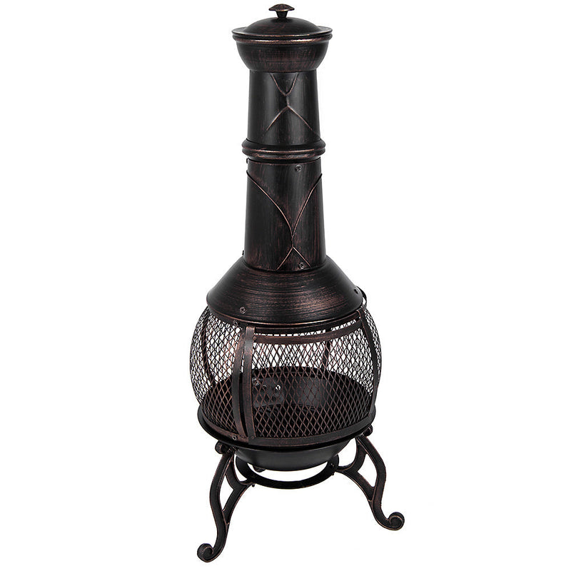 Fire Vida Black and Gold Steel Chimnea - Large