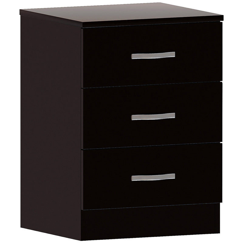 Vida Designs Riano 3 Drawer Bedside Chest - Black