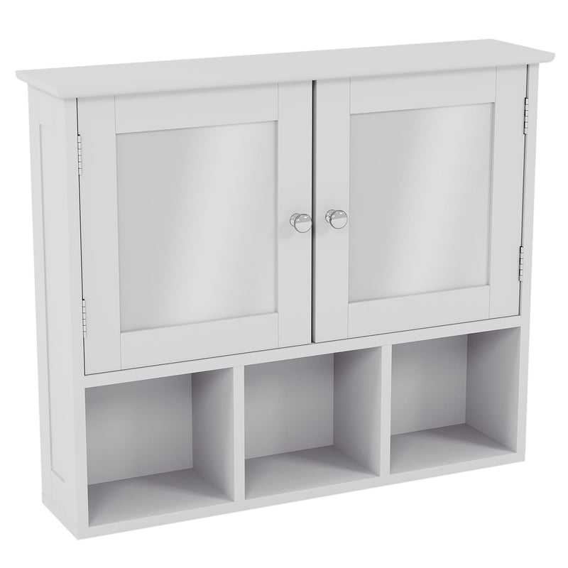 Bath Vida Priano 2 Door Mirrored Wall Cabinet With 3 Compartments - White