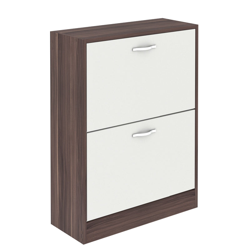 Vida Designs 2 Drawer Shoe Cabinet - Walnut & White