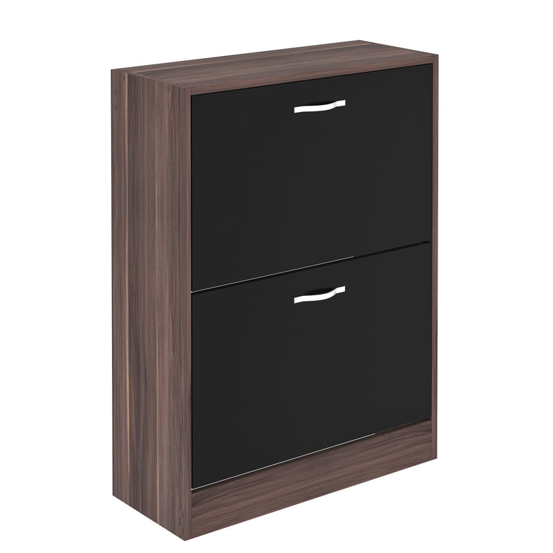 Vida Designs 2 Drawer Shoe Cabinet - Walnut & Black