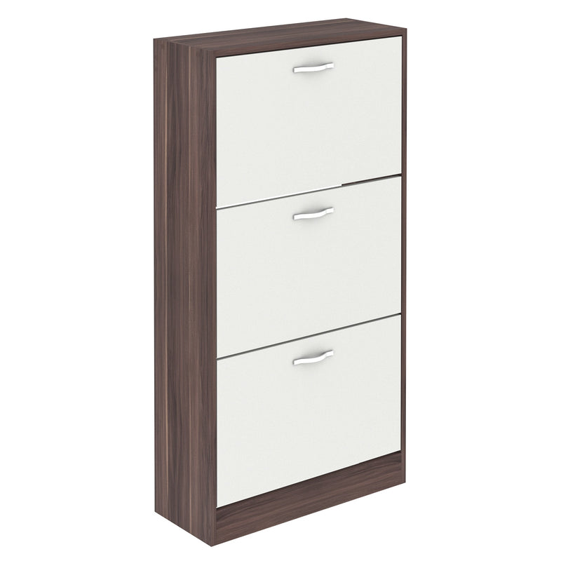 Vida Designs 3 Drawer Shoe Cabinet - Walnut & White