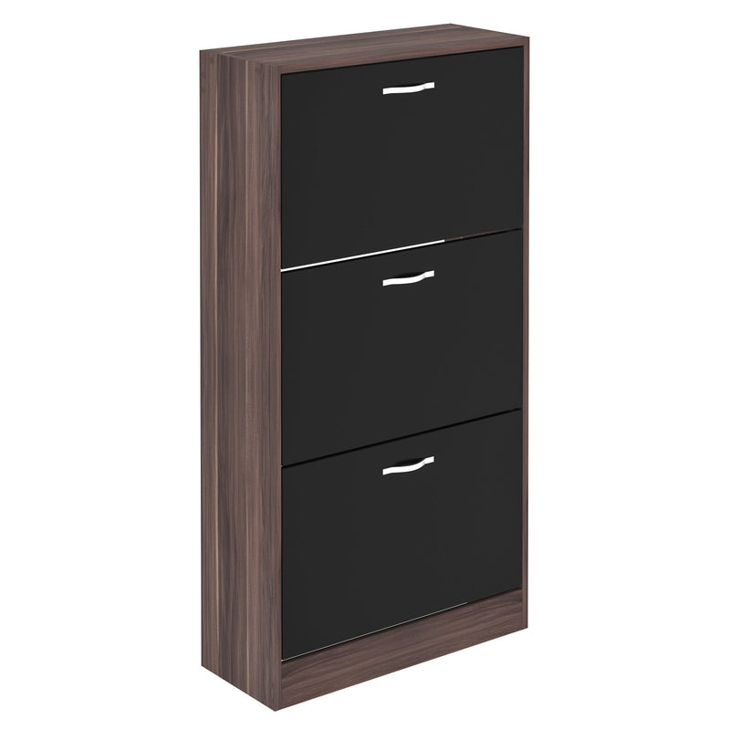 Vida Designs 3 Drawer Shoe Cabinet - Walnut & Black