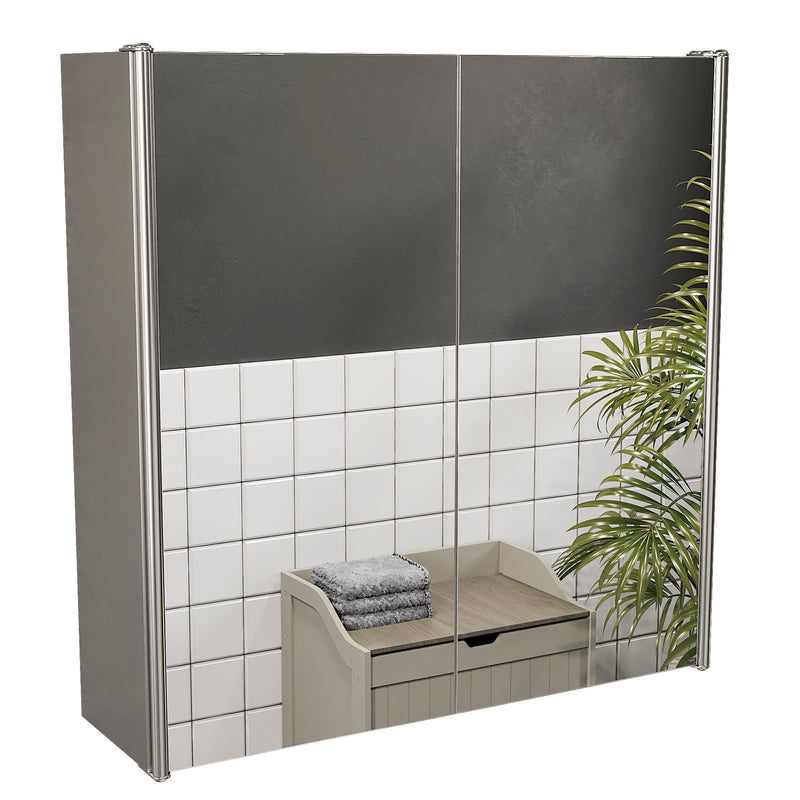 Bath Vida Tiano Stainless Steel Mirrored Double Cabinet