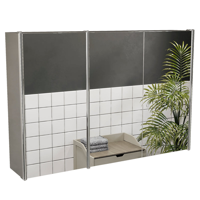 Bath Vida Tiano Stainless Steel Mirrored Triple Cabinet