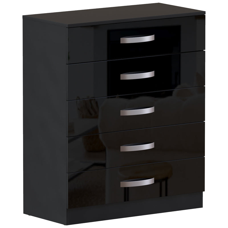 Vida Designs Hulio 5 Drawer Chest - Black