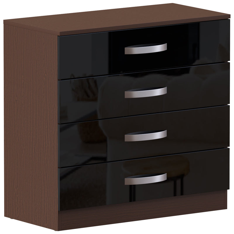 Vida Designs Hulio 4 Drawer Chest - Walnut & Black