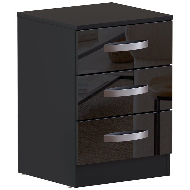 Vida Designs Hulio 3 Drawer Bedside Cabinet - Black