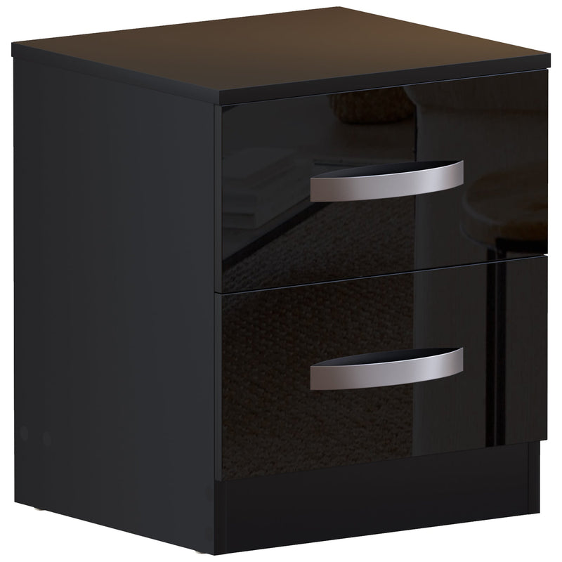 Vida Designs Hulio 2 Drawer Bedside Cabinet - Black