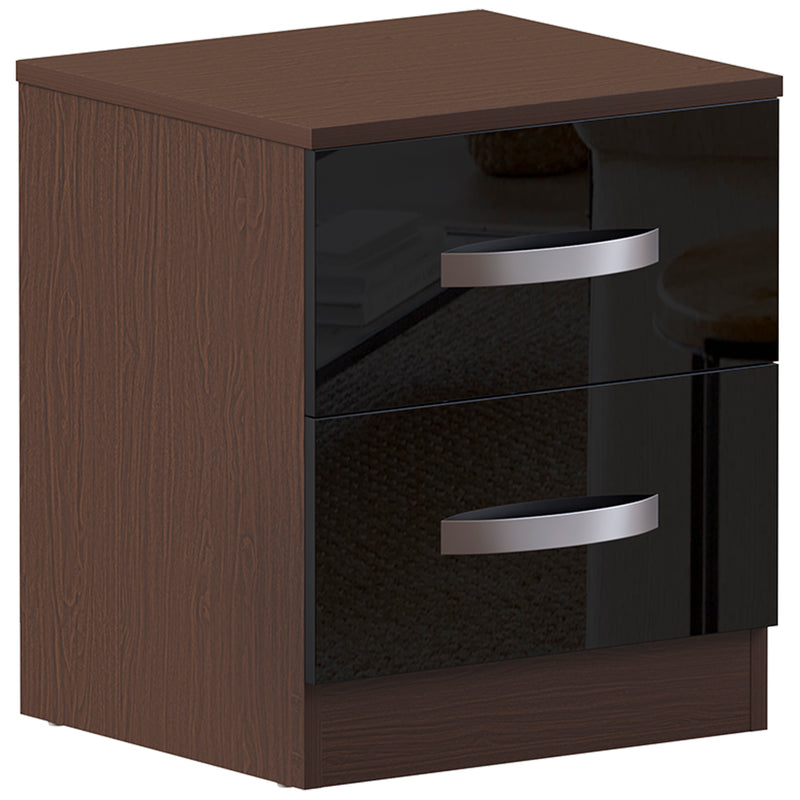 Vida Designs Hulio 2 Drawer Bedside Cabinet - Walnut & Black