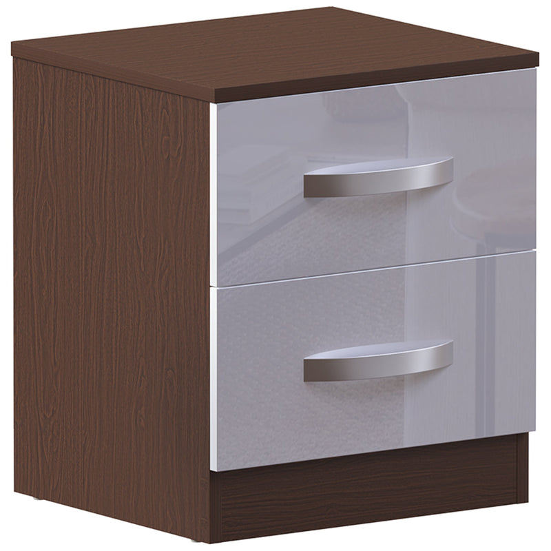 Vida Designs Hulio 2 Drawer Bedside Cabinet - Walnut & White