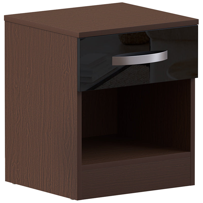 Vida Designs Hulio 1 Drawer Bedside Cabinet - Walnut & Black