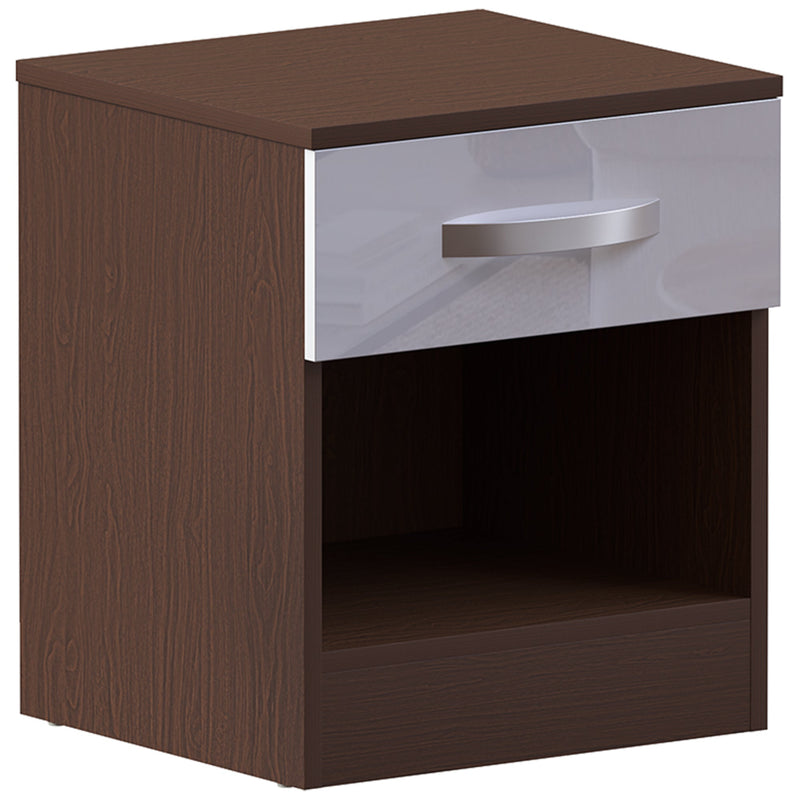 Vida Designs Hulio 1 Drawer Bedside Cabinet - Walnut & White