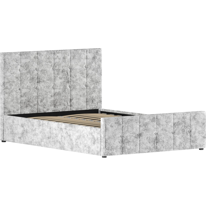 Vida Designs Valentina 4ft6 Double Ottoman Bed - Crushed Velvet Silver