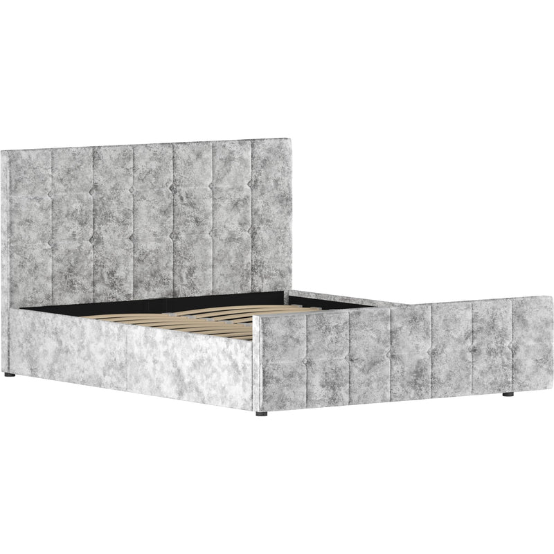 Vida Designs Valentina 5ft King Size Ottoman Bed - Crushed Velvet Silver