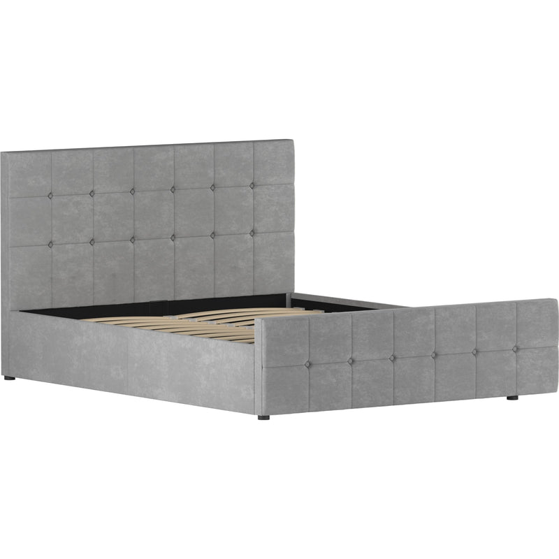 Vida Designs Valentina 5ft King Size Ottoman Bed - Light Grey Velvet