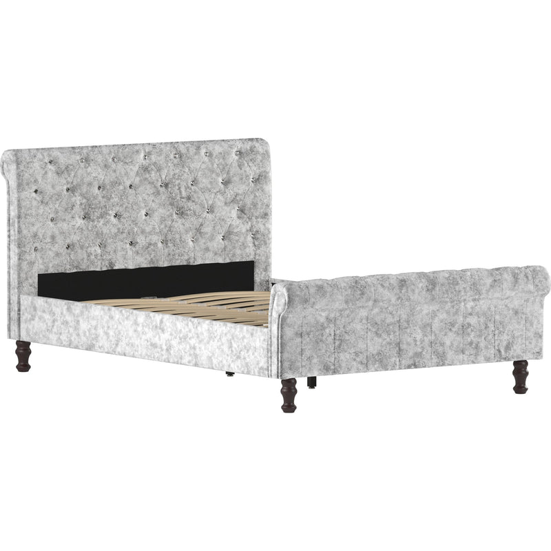 Vida Designs Violetta 4ft6 Double Bed - Crushed Velvet Silver