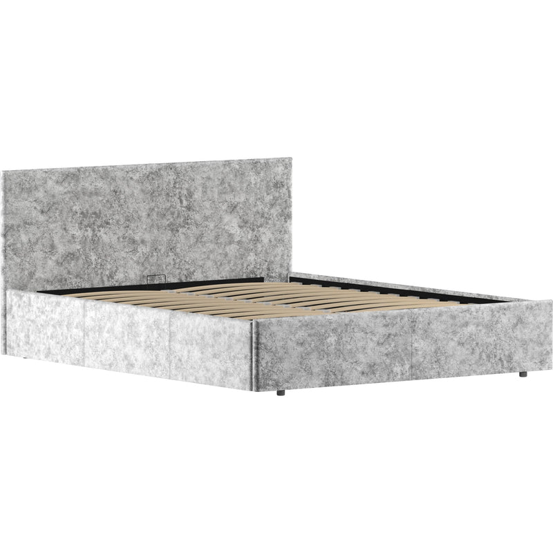 Vida Designs Veronica 5ft King Size Ottoman Bed - Silver Velvet