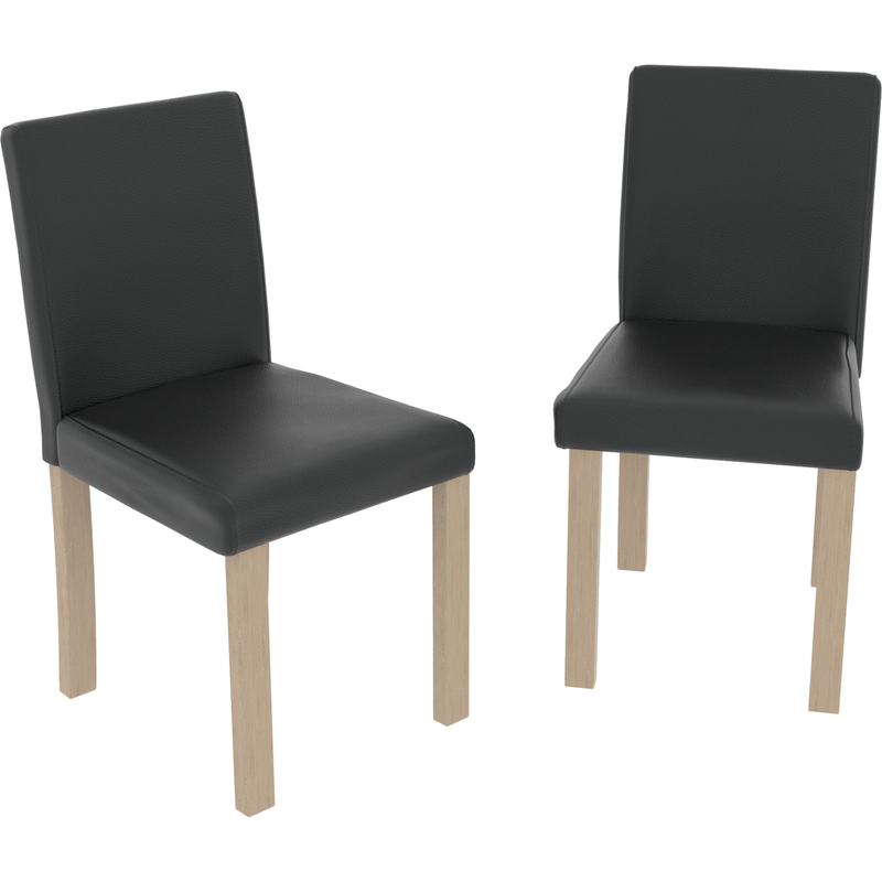 Vida Designs Canterbury Set Of 2 Faux Leather Dining Chairs - Black & Oak