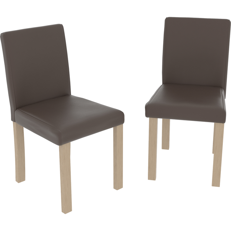 Vida Designs Canterbury Set Of 2 Faux Leather Dining Chairs - Brown & Oak