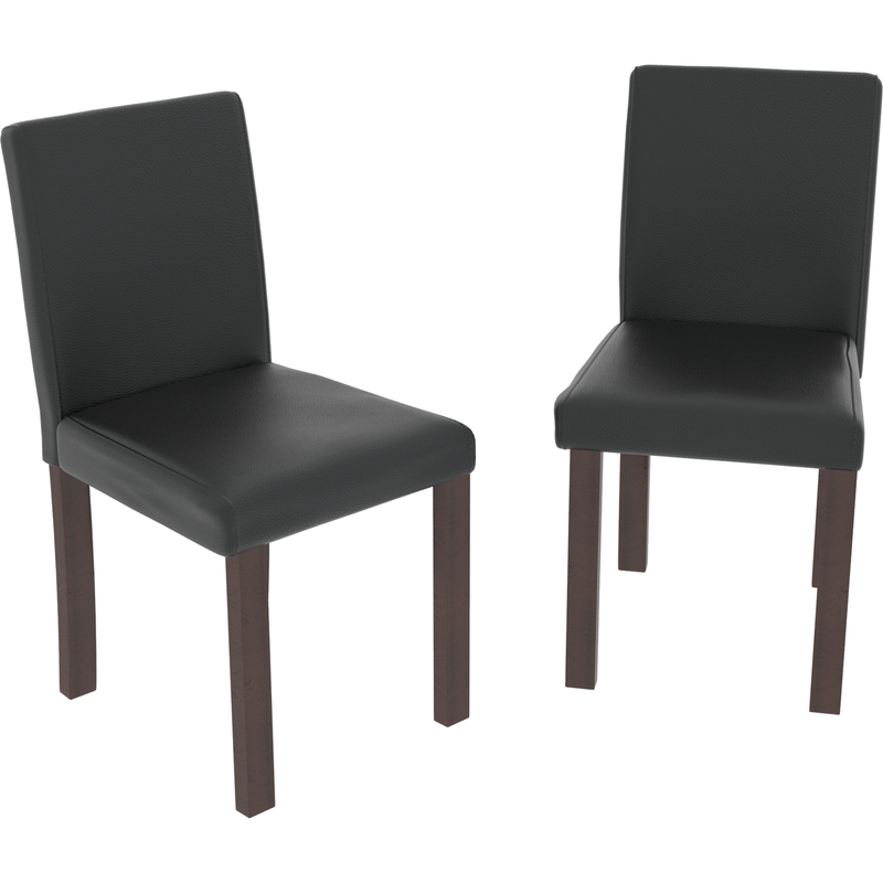 Vida Designs Canterbury Set Of 2 Faux Leather Dining Chairs - Black & Walnut