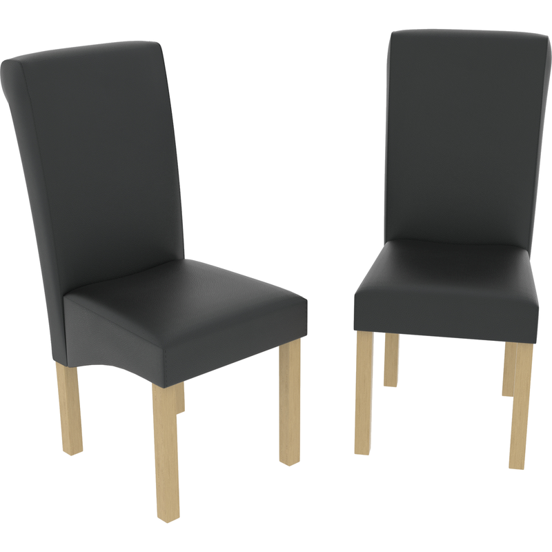Vida Designs Clifton Set Of 2 Faux Leather Dining Chairs - Black