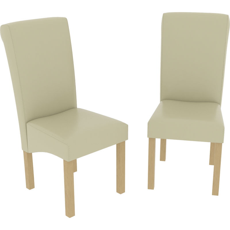 Vida Designs Clifton Set Of 2 Faux Leather Dining Chairs - Cream