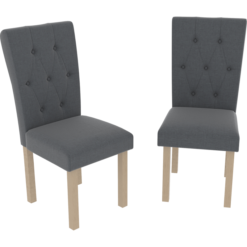 Vida Designs Horton Set Of 2 Fabric Dining Chairs - Grey & Oak