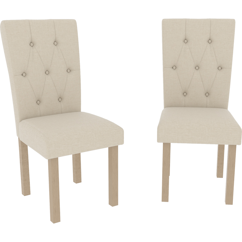 Vida Designs Horton Set Of 2 Fabric Dining Chairs - Cream & Oak