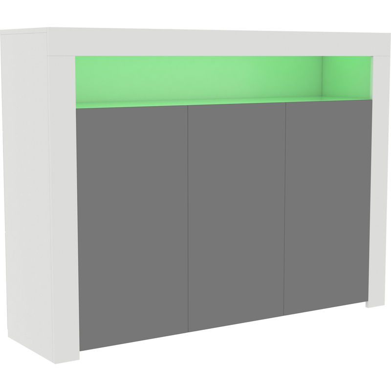 Vida Designs Nova 3 Door LED Sideboard - White & Grey